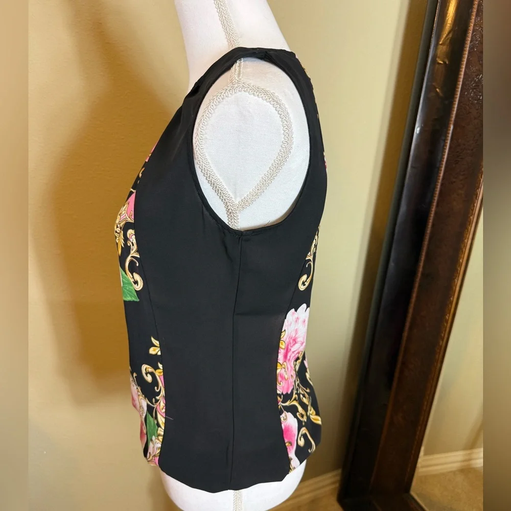 Floral Black and Pink Women's Top size XS - Picture 5 of 9